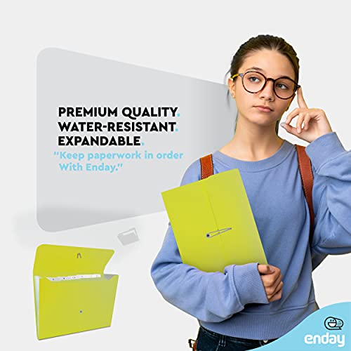 Accordion File Organizer Green, 7 Pocket Expanding File and Cover Folder with Labels, Plastic Portable Desktop Letter A4 Paper, Also Available in Red, Blue, Purple, Pink, Grey, 1 Pc – By Enday - color: Green, size: 7 POCKET