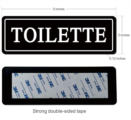 Toilet Sign – Restroom Sign, Premium Durable Acrylic Material, Super Strong Self-Adhesive, Quick Installation, Suitable For Your Home And Business (9x3 Inches, Black/White) - color: Black/White - Toilet