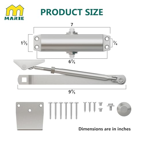 Marie Door Closer for Residential and Commercial Doors,Size 3 Adjustable Automatic Door Closer for Home Use (Sliver) - color: sliver
