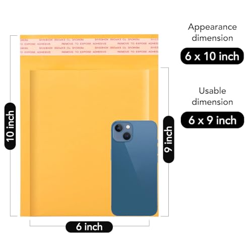 Fuxury Kraft Bubble Mailer 6x10 1200 Pack Usable Size 6x9" Padded Envelopes - color: Yellow, size: 6x10" 1200PC