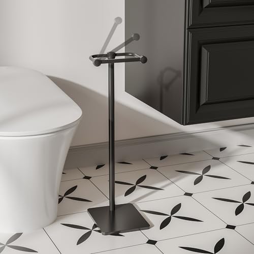 RUACQ Bathroom Toilet Paper Holder Stand, Matte Black - color: Matte Black