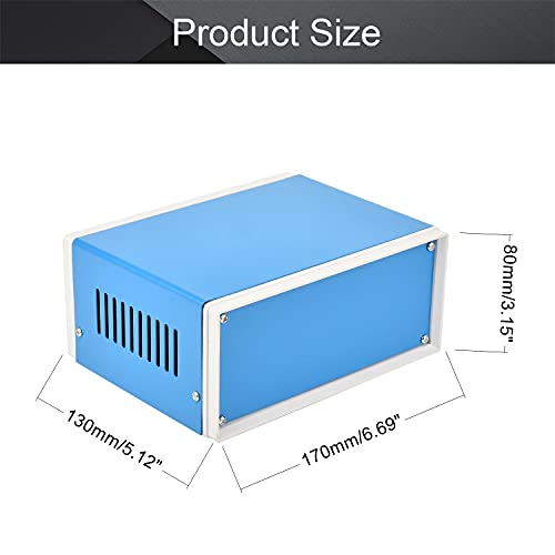 Fielect Metal Enclosure Project Case Electronic Enclosure Blue Project Enclosure Box DIY Case Enclosure Junction Case, 6.69" x 5.12" x 3.15" - size: 6.69" x 5.12" x 3.15"