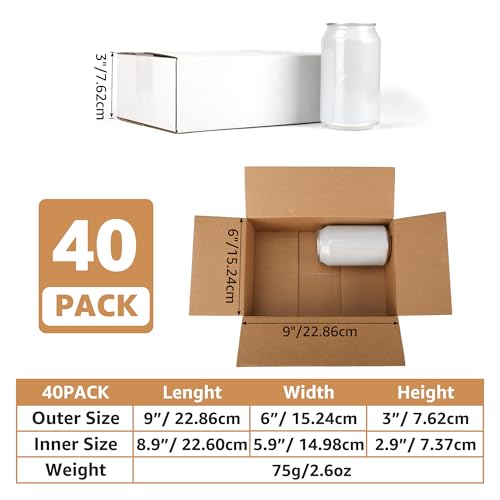 EXYGLO 40 Pack 9x6x3 Shipping Boxes for Small Business, White Corrugated Cardboard Small Box for Packaging, Moving, Mailing, and Storing - color: 40 Pack White, size: 9x6x3 Inch