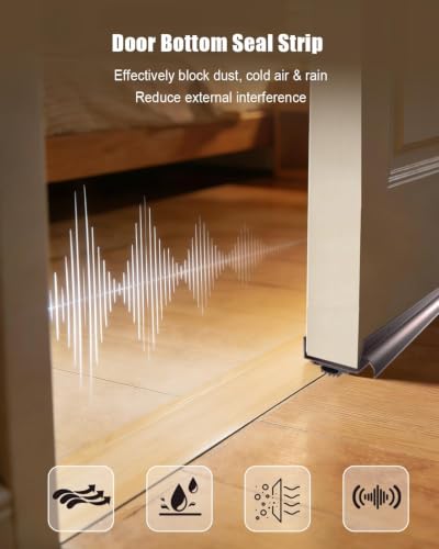2 Pcs 1-3/4" x 36" U-Shaped Aluminum Door Sweep for Exterior Doors - size: 2 Pcs,Brown