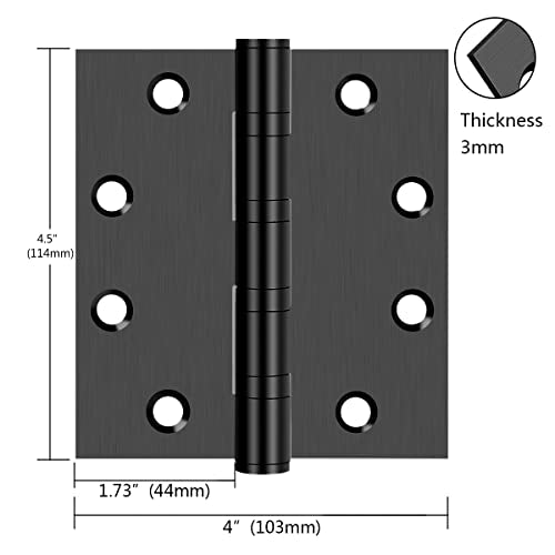 4.5in x 4in 304SS Door Hinges,Square Corners,Black,2Pack - color: Black
