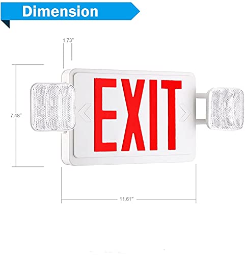 12 Packs LED Exit Sign with Emergency Lights and Back Up Batteries-UL Standard Red Emergency Exit Sign Lighting,Emergency Lights for Business. - size: 12 PACK