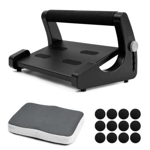5-Level Adjustable Foot Rest Under Desk, Ergonomic Footrest with Removable Memory Foam and Massage Nodules, Sturdy Office Foot Stool and Leg Support for Work & Home, Non-Slip Base, Black