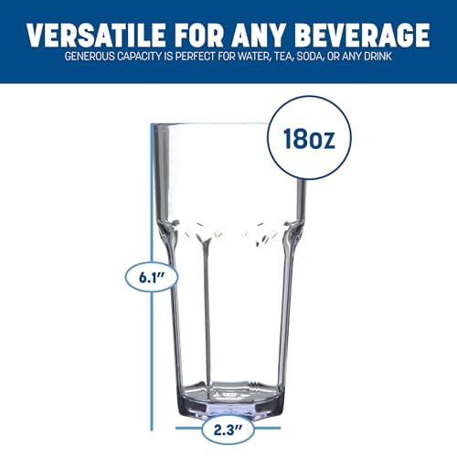 Carlisle FoodService Products Louis Tall Tumbler for Restaurants, Catering, Kitchens, Plastic, 18 Ounces, Clear, (Pack of 24) - size: 18 Ounces, style: 24 Pack