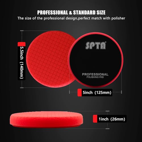 Red T10 Ultra-Fine Finishing Pad, 3Pcs 5.5 Inch Buffing Polishing Pads for 125mm Backing Plate Compound Buffing Sponge for Car Buffer Polisher Compounding, Polishing and Waxing-FPTSS5R-3 - color: 3Pcs Red T20 Buff and Wax, size: 5.5inch