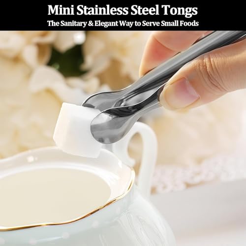 8 Pack Mini Sugar Tongs Stainless Steel Mini Serving Tongs Appetizer Tongs for Candy Buffet, Tea Party, Wedding Ice Tongs for Small Foods, Ice Cubes, Canapés - size: 8 Pack