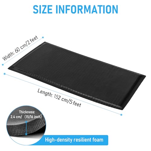 2 x 5 FT Anti Fatigue Mats Industrial 15/16 Inch Thick Soft Sponge Ergonomic Mat Durable Heavy Duty Diamond Plate for Standing Non Slip Industrial Grade Floor Mat for Leg & Back Pain (Black) - size: 59.9"L x 23.6"W x 0.9"Th