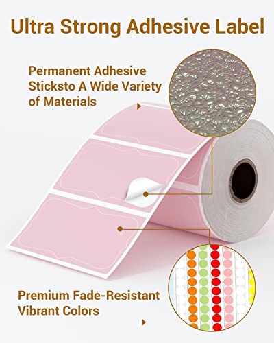 Phomemo Pink Thermal Labels for Shipping Label Printer 3"x 2"/ 500 PCS - color: Pink, size: 3X2-500 PCS