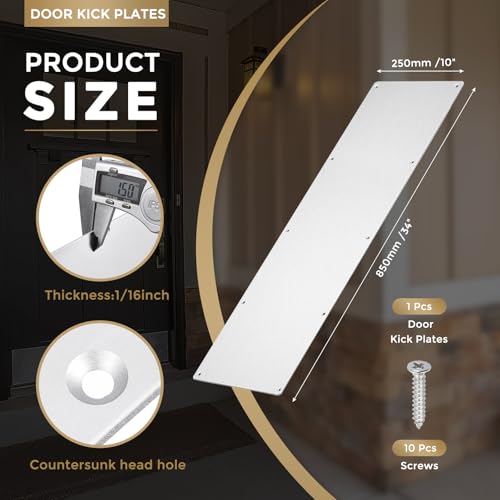 uxcell Door Kick Plate,10 x 34 Inches Kick Plate Door Plate,Silver-1 Pack - color: Silver, size: 10 x 34 Inch