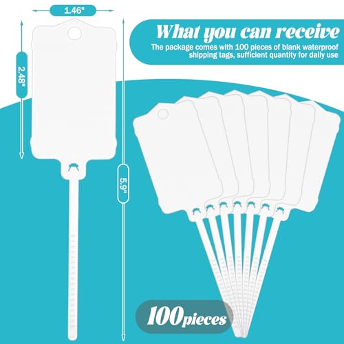 LeonBach 100 Pcs 1.46“ x 2.48” Plastic Shipping Tags, White - color: White