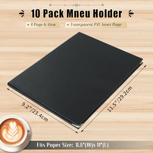 Restaurant Menu Cover Holders, Coffee (10, 6 View (8.5"x11")) - size: 6 View (8.5" x 11")
