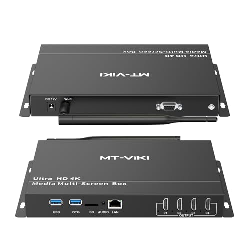 MT-VIKI Wireless Digital Signage Player - 4-Screen Video Controller with Rotation, Splitting & Scheduling for Restaurant Menu Boards, Bubble Tea Promotions