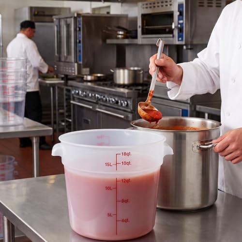 TrueCraftware- 18 Quart Round Food Storage Container Translucent Polypropylene- Commercial Reusable Food Container Canister with Measurement Markings for Meal Prep Pantry Kitchen - color: 18 Quart