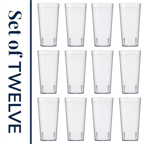 US Acrylic Cafe Plastic Reusable Tumblers, Clear, 32-Ounce, Set of 12 - color: Clear, size: 32 ounces