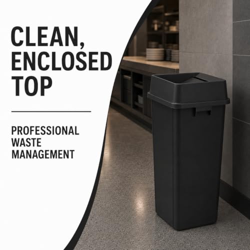 1 Pack Blue 23 Gallon Square Commercial Recycling Bin with Lid, Heavy Duty Plastic Recycle Container with Venting Channels and Built-in Handles - color: Blue, size: 23 Gallon