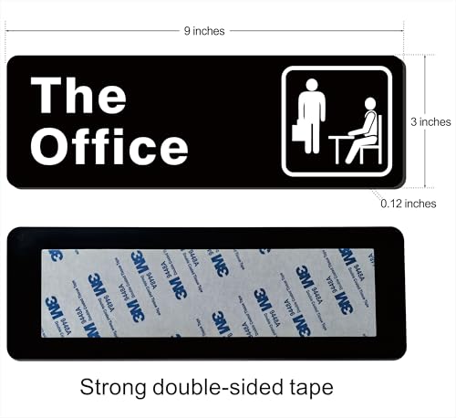 The Office Sign – Premium Durable Frosted Acrylic Material, Super Strong Self-Adhesive, Quick Installation, Perfectly Suitable For Your Home And Business (9×3 Inches, Black/White) - color: Black/White - The Office