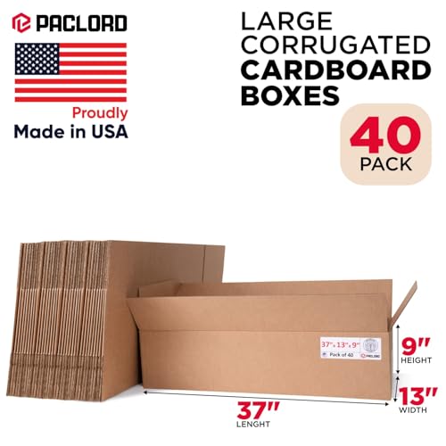 Extra Large Moving Boxes 37"L x 13"W x 9"H (Pack of 40) - USA-Made Cardboard Packing Boxes for Moving, Shipping, or Storage - USPS, UPS, FedEx Approved - Professional Packing Supplies - color: Pack of 40, size: Extra Large 37x13x9"