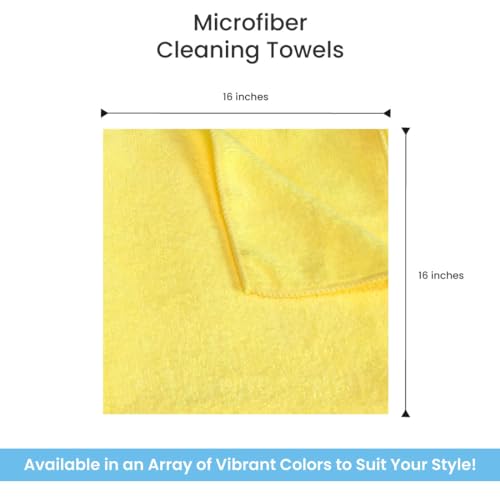 Microfiber Cleaning Towel, 16x16 Yellow, Pack of 12 - color: Yellow, size: Pack of 12