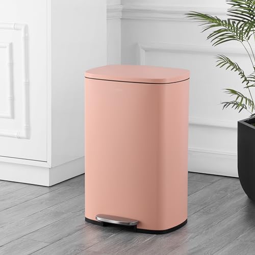 happimess Connor 2-Piece Iron Trash Can, Flamingo Pink - color: Flamingo Pink