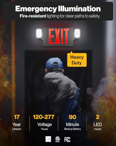 Sunco 8 Pack Black Exit Signs with LED Emergency Lights & Backup Battery