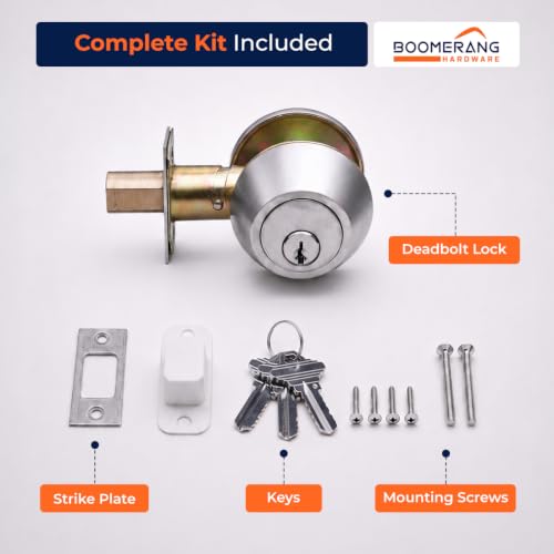Boomerang DB7431 Heavy-Duty Designer Commercial Deadbolt Lock, 6-Pin - color: Satin Chrome (US26D), style: 6 Pin Cylinder