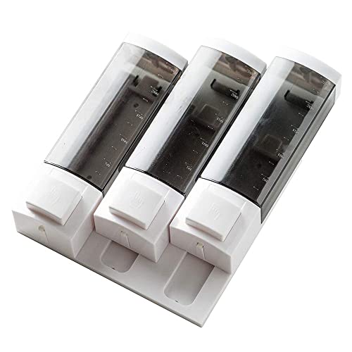 Shower Soap Dispenser 3-Chamber,Drill Free with Adhesive Wall Mount - size: 3-Chamber