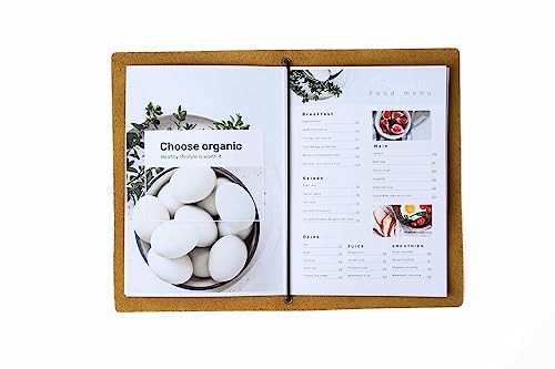 Inko Horeca - Leather Menu Holder - Soft Folding Menu Covers - Custom Menu Cover for Restaurant with Embosing - Cafe Menu Folder Book for Bar - Drink Menu (Sand)