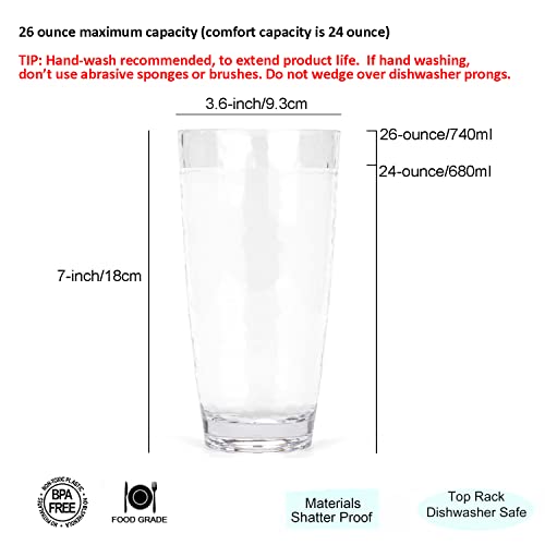 KOXIN-KARLU Hammered 26-ounce Plastic Tumbler Acrylic Glasses, set of 6 Clear - color: Clear