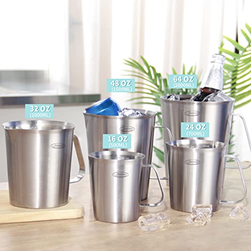 Newness 3 Cup Stainless Steel Measuring Cup, Metal Measure Cup, 24 Oz, 0.7L - size: 24 OZ (3 Cup, 700 ML)