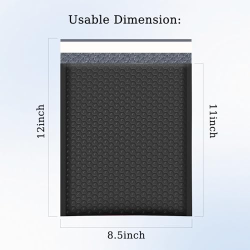 8.5x11 Inch 30 Pack Black Bubble Mailers, Waterproof Padded Envelopes, Self Seal, Strong Adhesion Bubble Envelopes, Cushioning Padded Mailers for Small Items