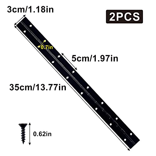 2PCS 14 inch Black Piano Hinges for Cabinet, Heavy Duty Continuous & Sliver Stainless Steel 304 Long Door Hinges for DIY Wood Craft Box - size: 14"(Black,2PCS )