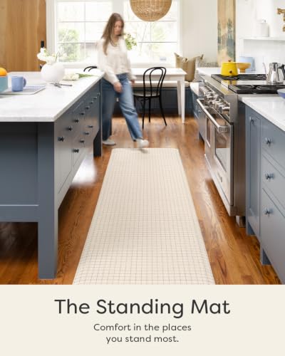 House of Noa Nama Standing Mat – Anti-Fatigue Cushioned Kitchen Mats for Floor | Ergonomic Bounce-Back Foam Kitchen Mats | Anti-Fatigue Mats for Kitchen & Standing | Axel Pewter | 22" x 54" - color: Axel Pewter, size: 54"L x 22"W x 0.8"Th