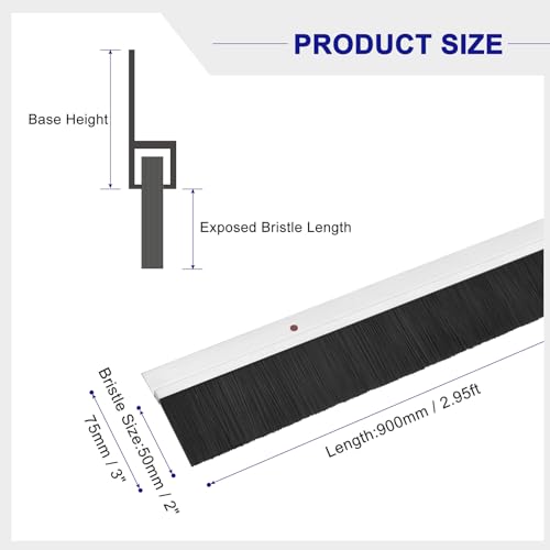 uxcell Door Brush Bottom Sweep H-Shape Aluminum Alloy Base with 2-inch PP Brush for Home, Industrial (35-inch L, Silver) - color: Silver, size: 35-inch x 2-inch