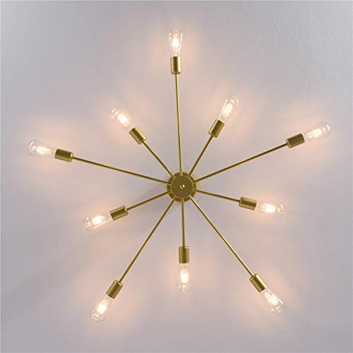 Garwarm Sputnik Ceiling Light Fixture, 10-Light Gold Semi Flush Chandelier - color: 10-Light,Gold