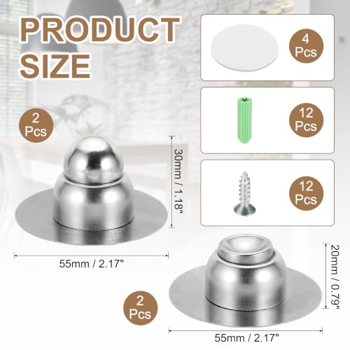 uxcell 2PCS 1.9" Magnetic Door Stoppers, Magnetic Door Catch Holder - color: Silver, size: 1.9"