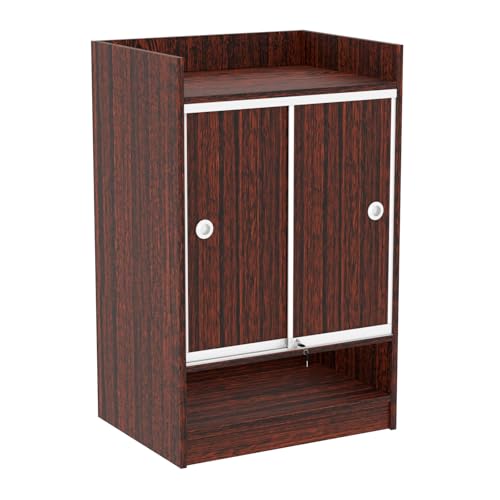24" W x 18" D x 38" H - Walnut Retail Cash Register Stand Cash Wrap Checkout Desk Portable Counter Podium Stand with Glass Shelving Case for Retail Store, Meetings Reception - color: Walnut