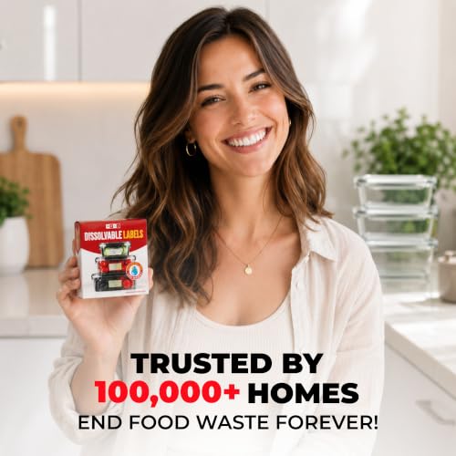 MESS Dissolvable Food Labels, 1x2, 200/Roll - Dissolves in 30 Seconds or Less - Removable Pantry, Meal Prep & Food Storage Labels - Canning & Freezer Use - size: 1x2"