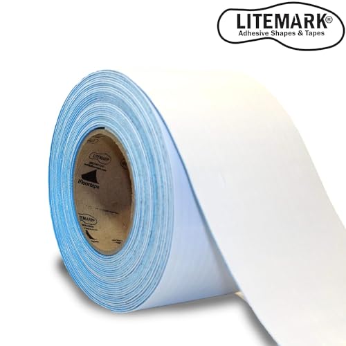 LiteMark Duramark EC700 Floor Marking Tape for Concrete and Pavement | Industrial Marking Tape for Warehouses | Long-Lasting | High Durability (White), 4 Inch X 18 Feet