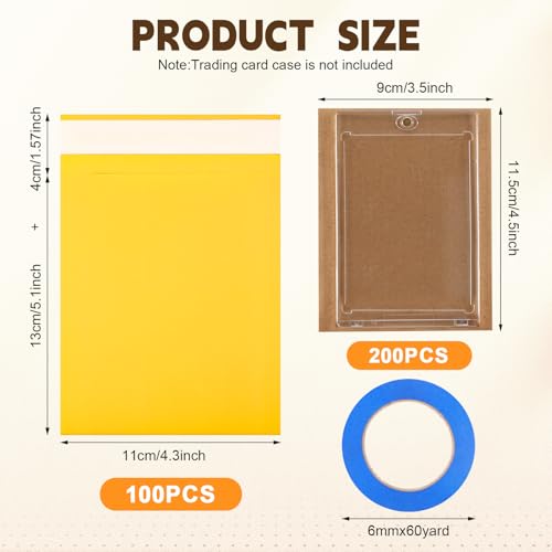 Tatuo 301 Pcs Trading Card Mailers, Cardboard Inserts Poly Bags, Yellow - color: Yellow