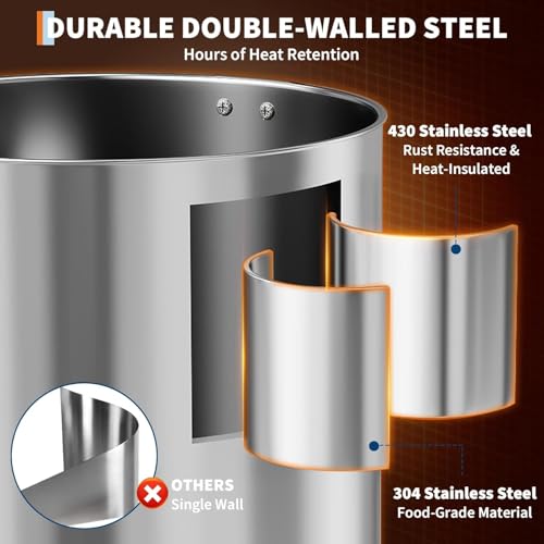 110 Cup Commercial Coffee Urn,16l / 4.2Gal Double Wall Insulation Coffee Dispenser,Stainless Steel Large Hot Beverage & Water Dispenser with Automatic Temperature Control for Buffets - color: Silver, size: 110 Cups/16L