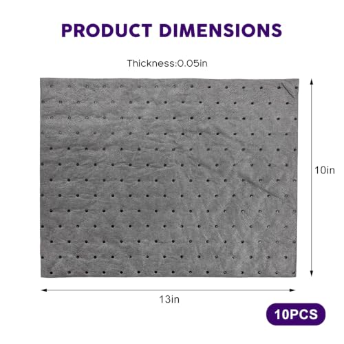10 PCS Oil Absorbent Pads, 13"×10" Reusable Car Spill Control Supplies Absorb Oil, Grease & Fluid, High Absorbency Weight Dimpled Mats Spill Pads for Automotive Workshop - color: 10 PCS