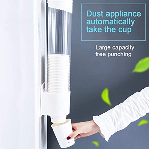 Cup Dispenser Wall Mounted Plastic Water Dispenser Disposable Cup Holder Rack, Paste or Screw Plate Mountable for Paper Cups Halloween Party Supplies(L, White) - color: White