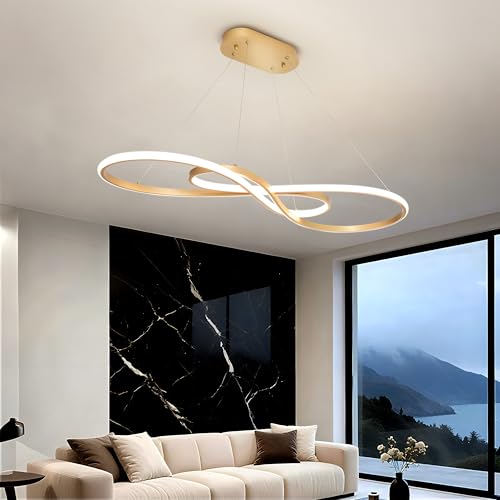 Modern LED Pendant Light,Gold, Dimmable Chandelier - color: Gold