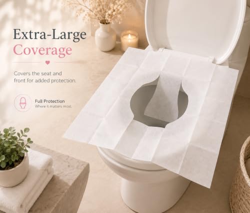Disposable, Flushable Toilet Seat Covers, 50 Pack, Biodegradable