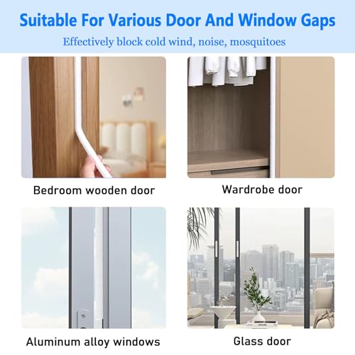Door Brush Seal 33Feet,Felt Pile Weather Stripping for Doors,Weather Strip for Windows Cabinet,Self Adhesive Draft Blocker,Dust Stopper Sliding Door Seal Winter,0.4" Wide x 0.4" Thick - color: White, size: 0.4in Brush x 0.4in Backing x 33Ft
