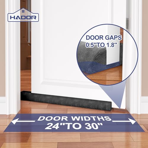 HADOR Door Draft Stopper for Bottom of Door, Adjustable 30 in, Black - color: Black, size: 1 Pack-30 Inch